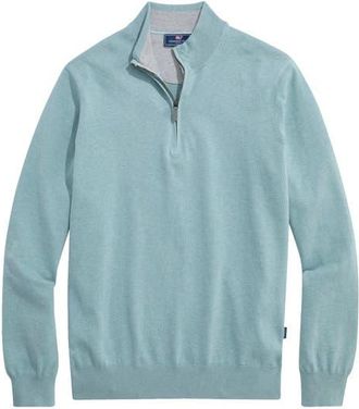 Vineyard Vines Boathouse Quarter Zip Sweater in Seacliff Blue at Nordstrom, Size Xx-Large