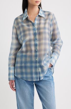 Rails Bishop Plaid Button Up Shirt in Sky Shadow at Nordstrom, Size Xx-Small