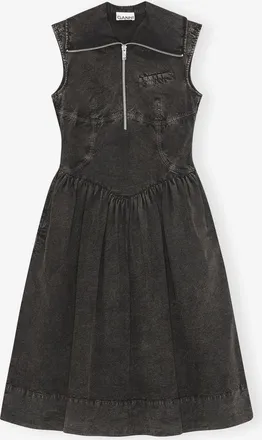 Ganni Black Dress in Cotton - Size 10/12 Organic