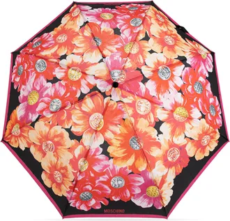 Moschino Folding Umbrella With Floral Motif, Unisex, Multicolour