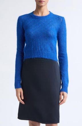 Jil Sander Cropped Mohair and Silk Sweater in Deep Ultramarine at Nordstrom, Size 42