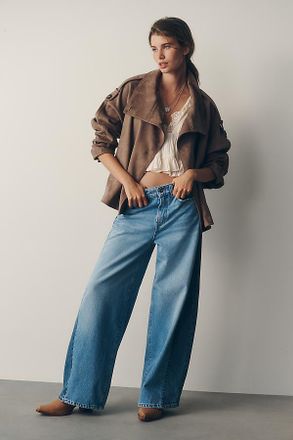 Pilcro Two-Tone High-Rise Wide-Leg Jeans