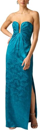 Adrianna Papell Woven Jacquard Long Dress