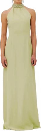 Catherine Regehr Gemmed T Neck Sheath With London Skirt In Pale Green