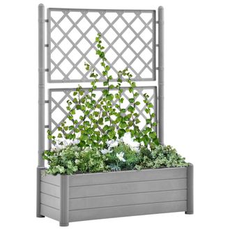 vidaXL Jardinera Con Enrejado Pp Gris Piedra 100x43x142 Cm Vidaxl