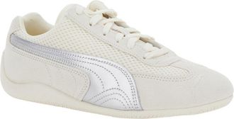 Puma Unisex Beige Low Top Sneakers With Logo Patch Leather And Textile Trainers