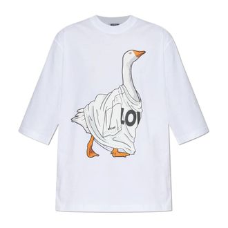 Moschino Tops, Dames, Wit, XS, Katoen, T-shirt met print