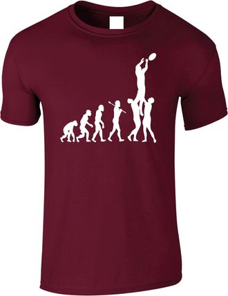 Generic Evolution Rugby T-Shirt Funny Footballer Gift Evolve Rugger Xmas Gift Top (UK, Alpha, L, Regular, Regular, Maroon)
