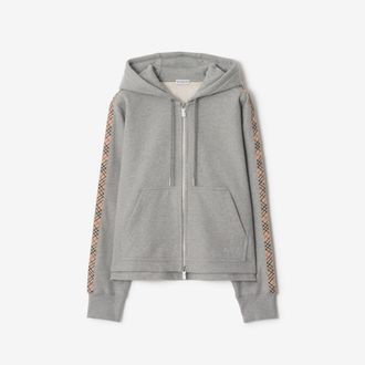 Burberry Check Trim Cotton Zip Hoodie