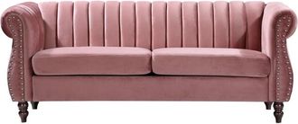 VENTE-UNIQUE.COM Sofá fijo terciopelo 3 plazas rosa palo 195x78cm