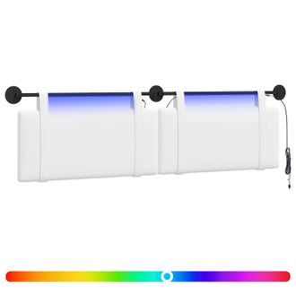 vidaXL Cabecero Colgante Con Luz Led Blanco Tela Vidaxl