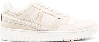 Tommy Hilfiger textured low-tops sneakers - men - Recycled Polyester/Calf Leather/Linen/Flax/Rubber/Polyester - 41 - Neutrals