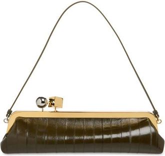 Jacquemus La Pochette Salon Leather Clutch in Dark Khaki 580 at Nordstrom