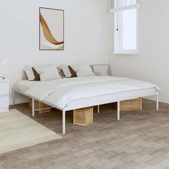 Berkfield Home Metal Bed Frame White 180x200 cm Super King