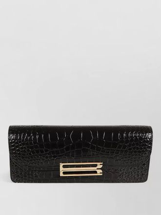 Victoria Beckham dorian crocodile texture rectangular clutch bag