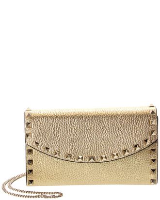 Valentino Rockstud Mini Grainy Leather Wallet On Chain