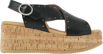 VIA VAI Sissel Elaine Sandalen - Dames - Sleehakken - Zwart - 41 EU - Leer - Schoenen