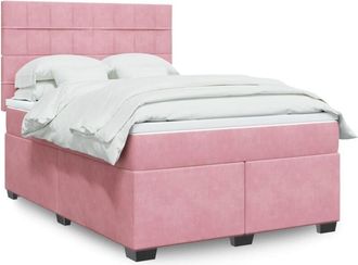 vidaXL Vidaxl - Cama Box Spring Con Colch&oacute;n Terciopelo Rosa 160x200 Cm