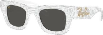 Ray-Ban Wayfarer Puffer Crystal Pav&egrave; Edition - unisex - Accessoires - Wit - Maat: 47 MM Nylon