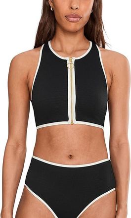 Seafolly Beach Bound Zip Front Tank Top Womens Clothing Black : AUS 16 (US Womens 12), Elastane/Nylon