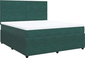 vidaXL Vidaxl - Giroletto A Molle Con Materasso Verde Scuro 180x200 Cm Velluto