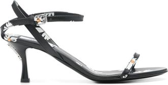 Moschino Floral Print Black Sandals