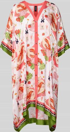 Marc Cain Knielanges Kleid mit durchgehender Knopfleiste in Koralle, Größe 34