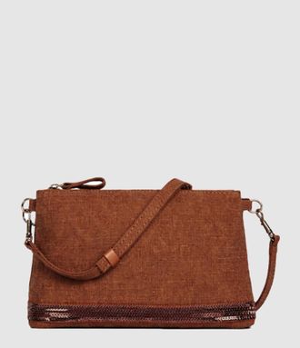 Vanessa Bruno Pochette Zipp&eacute;e En Lin Brique