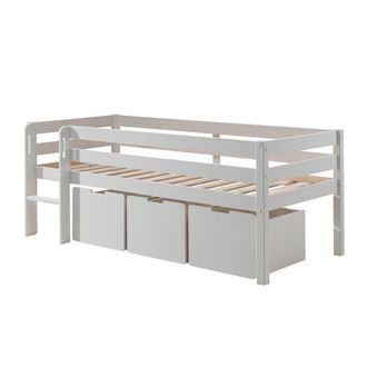 Vipack Vipack - Cama De Media Altura 90x200 Con Somier Y Cajones Pino Blanco