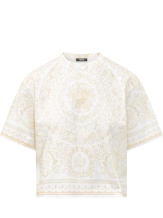 Versace White Printed Crew Neck T-Shirt
