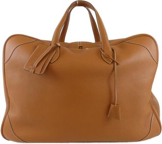 Herm&egrave;s Brown Taurillon Clemence Leather Boston Bag (Pre-Owned)