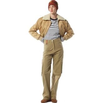 MCM Aviator Jacket in Shearling and ECONYL in Beige at Nordstrom, Size Medium Eu