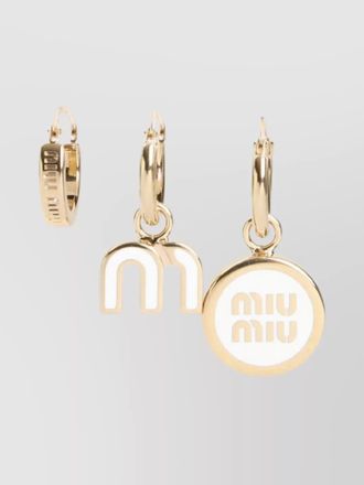 Miu Miu brass hoop earrings logo pendants