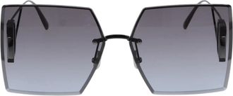 Dior Womens 30montaigne Shiny Gunmetal Frame Blue Lens Sunglasses - Black - One Size
