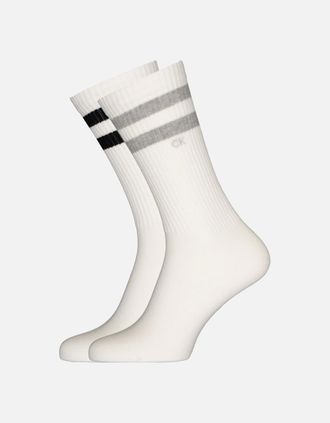 Calvin Klein Mens 2-Pack Stripes Casual Sports Socks, White - Size: 7.5/8/5/5.5/6/6.5/7