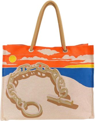 Herm&egrave;s Pre-owned Hermes Toile Escale a la Plage Beach Bag Ladies DRK88VXVWV63RJH1