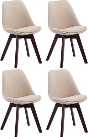 Clp Clp - Set De 4 Sillas Borneo Para Comedor En Tela Crema Nogal
