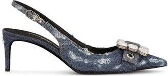 Dolce & Gabbana 60mm patchwork-denim slingback pumps - women - Cotton - 38.5 - Blue
