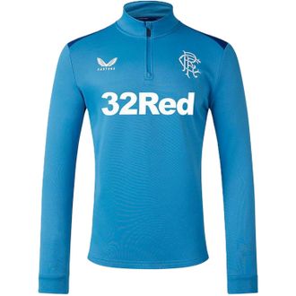 Castore Rangers FC-trainingsfleece voor heren met kwartritssluiting (Blauw/Donkerblauw)