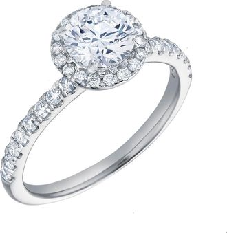 LuvMyJewelry Paloma 14K White Gold Round Cut Lab Grown Diamond Halo Engagement Ring - 1.5 ctw at Nordstrom, Size 6
