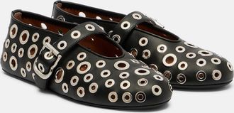 Alaia Ala&iuml;a Studded leather ballet flats