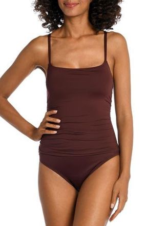 La Blanca Ruched One-Piece Swimsuit in Java at Nordstrom Rack, Size 12