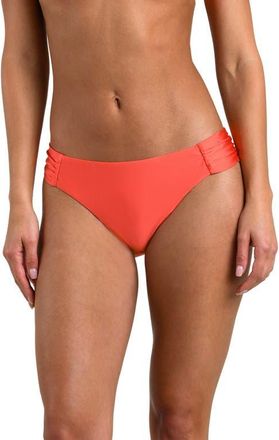 Sunshine 79 Solids Shirred Side Bikini Bottoms in Shocking Orange at Nordstrom, Size 10