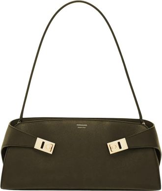Ferragamo Schoudertas - Dames - Schoudertassen - Groen - ONE Size - Leer - Tassen