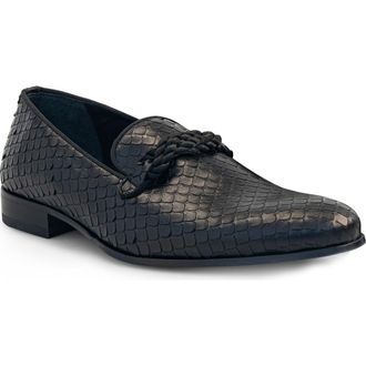 Mezlan Snake Embossed Rope Loafer in Black at Nordstrom Rack, Size 8.5