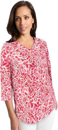 Jessica London Stretch Cotton Henley Top in Pink Feather at Nordstrom, Size Medium