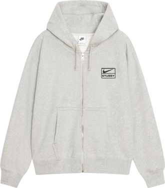 St&uuml;ssy Hoodies & sweatvesten, Heren, Grijs, L, Fleece Hoodie met Volledige Rits