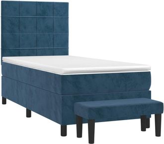 vidaXL Cama Box Spring Con Colch&oacute;n Terciopelo Azul Oscuro 80x200 Cm Vidaxl