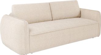 Vente-Unique Sof&aacute; de 3 plazas convertible expr&eacute;s en chenilla beige - Cama 140 cm - Colch&oacute;n 16 cm SELIVO de Maison C&eacute;phy