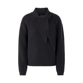 Marc Cain Pullover met strikdetail - Dames - Truien - Grijs - Maat: S Wol